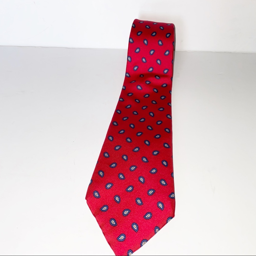 Christian Dior Red Silk Paisley Tie